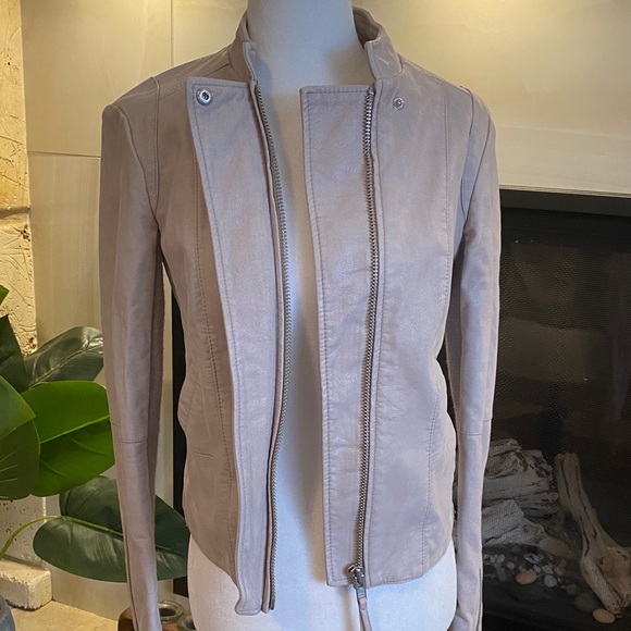 Free People Vegan Leather Moto Jacket Taupe Women’s Small - Picture 4 of 15